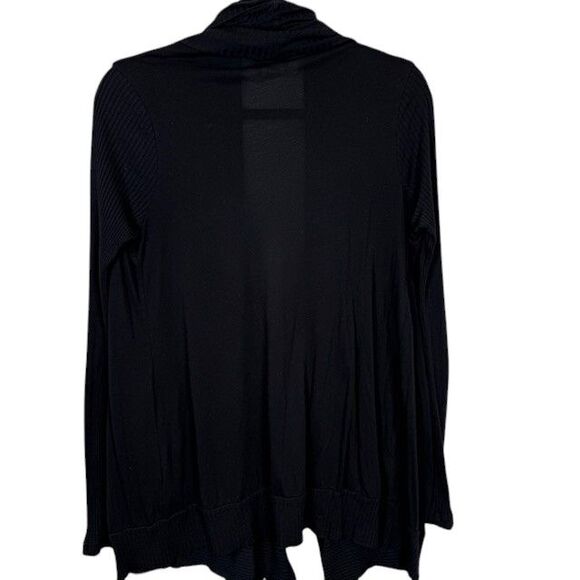 Splendid Sayer Cardigan Black Open Front Ribbed Lapel and Sleeves Size Medium - Picture 3 of 9